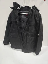 Swiss Tech Men's Black Size Medium Winter Coat-Insulated W/hood. Free Shipping 
