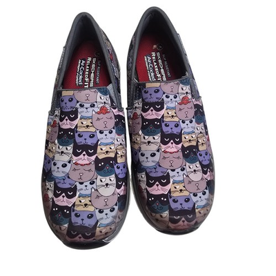 #ad Skechers Work Pro Slip Resistant Cat Print Sneakers Women’s 10 Comfort Nursing $36.95