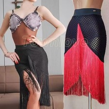 Latin Adult Rumba Fringes Rhythm Practice Skirts Ballroom Tango Samba Dancewear