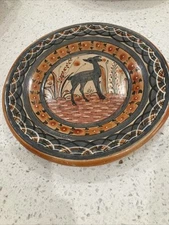 Vintage Mexico Pottery Tonala Style Hand Painted Decorative Plate