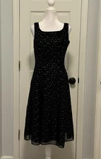 VTG Southeastern Performance Fit & Flare Black W/Glitter Dots Dress Sz 6 T