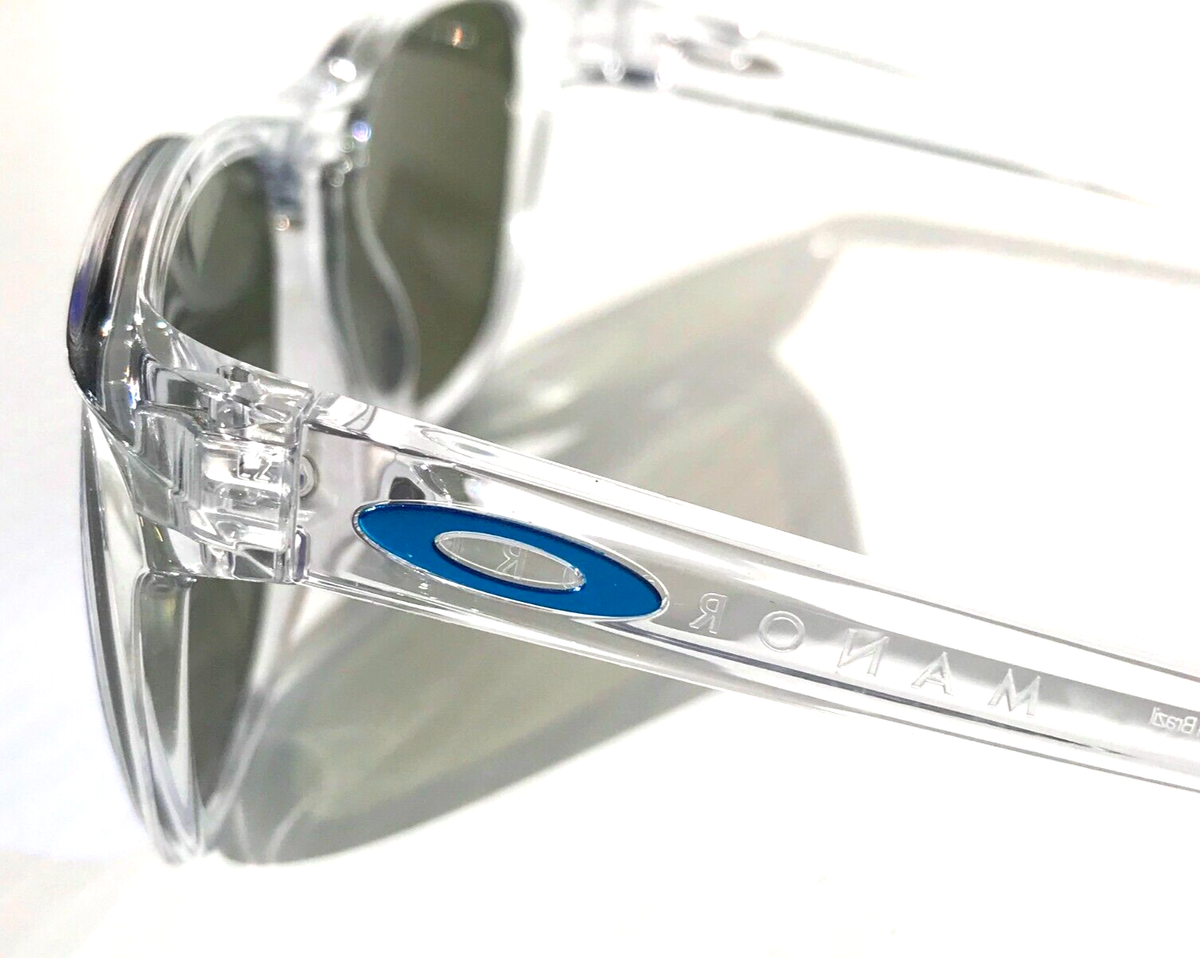 NEW Oakley MANORBURN Shiny Clear PRIZM Sapphire Lens Sunglass 9479