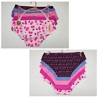 JUICY COUTURE 5 Pack Women's S M XL No Lines Panties Black Lavender Pink