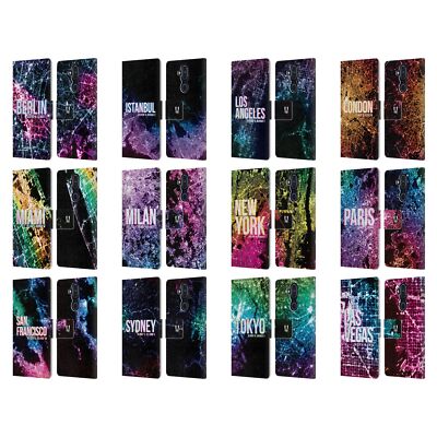 HEAD CASE DESIGNS CITY LIGHTS LEATHER BOOK WALLET CASE COVER FOR NOKIA PHONES