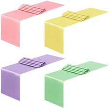 Satin Table Runner 12 x 108Inch Long Bright Silk and Smooth Fabric Party Tabl...