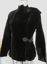 VINTAGE WOMENS 1910S  FINE VELVET WARM COAT JACKET PADDED ASYMENTRY UNIQUE F36