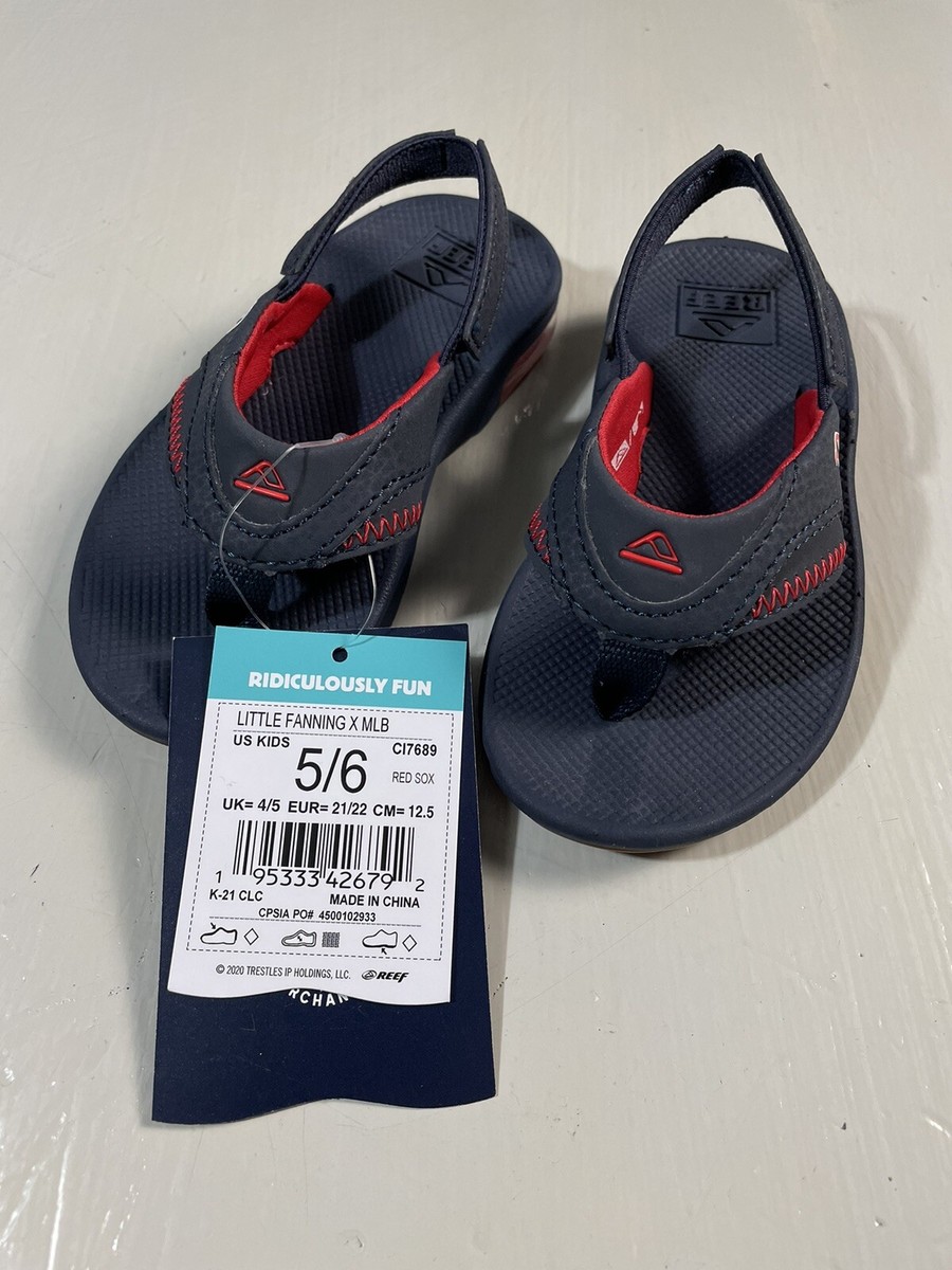 Reef MLB Boston Red Sox Little Fanning Flip Flop Sandals Kids Size