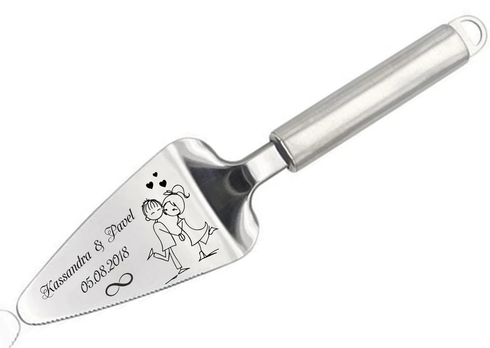 Tortenheber + Gravur nach Wunsch Edelstahl für Kuchen, Torte, Hochzeit, Geschenk - Bild 1 von 4