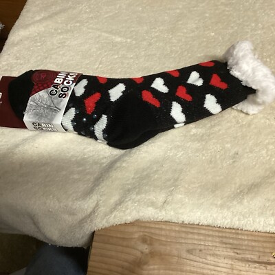 Royal Deluxe Cabin Socks Sz 4-10 New With Tags black, red, white