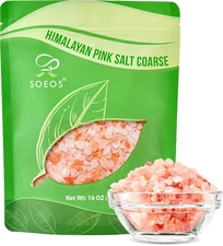 Soeos Himalayan Pink Salt, Coarse Grain, 16 oz (1 Pound), Pink Himalayan Sea Sal