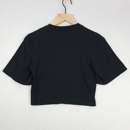 Sandro Strassy Bustier Cropped Tee Womens Small Black Cotton Rhinestones Paris - Picture 2 of 13