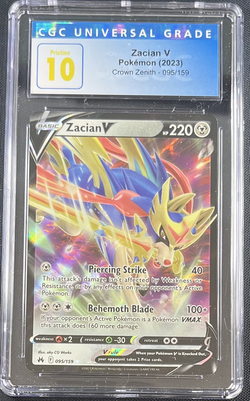 CGC 10 Zacian V #95 Pokemon Card English Crown Zenith Sword & Shield
