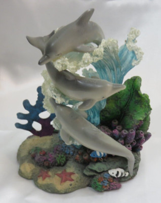 Three Dolphins Figurine - Dancing in the Waves Vintage 1980s