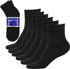 3-12 Pairs Men Circulatory Diabetic Health Ankle Quarter Cotton Black Socks 9-15