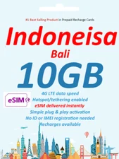 eSIM Bali 10 Days, 10GB 4G Data, Telkomsel Network, No SIM, Instant Delivery