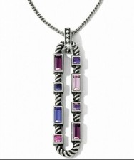 NWT Brighton MODERNA Purple Pink Crystal Convertible Reversible Necklace MSRP 68