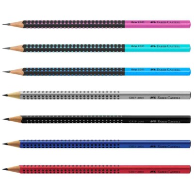 FABER CASTELL Bleistift GRIP 2001 B HB schwarz blau pink silber [wählbar]