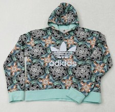 Adidas Original Kaleidoscope Zoo Animals Turquoise Hoodie Sweatshirt Youth Girls