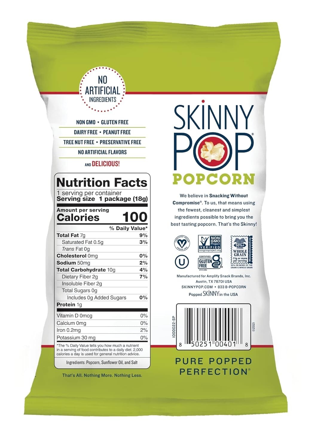 Original Popcorn, Individual Snack Size Bags, Skinny Pop, Healthy
