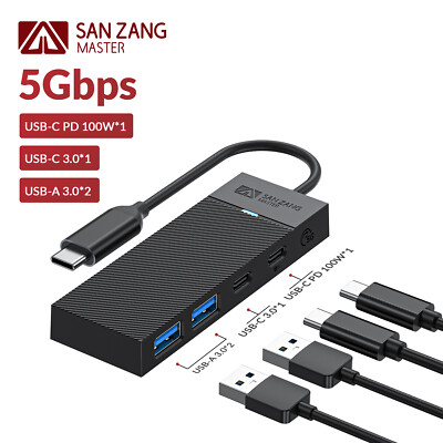 4 Port USB-C HUB Verteiler Splitter Adapter USB-A 3.0 USB-C PD100W für PC Laptop