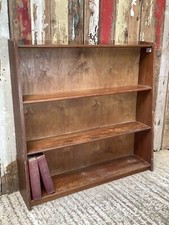 Used 1970s Varnished Pine & Ply Bookcase 3 Shelves Wooden 2`11"H 3` W