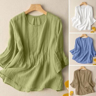 øjenvipper gennembore lancering ZANZEA Womens 100% Cotton Shirt T-Shirt Summer Holiday Casual Loose Blouse  Tops | eBay