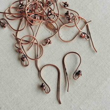 French Hook Fancy Earwires 28x13mm 19ga E-Coat Solid Copper Q10 Pair Per Pkg