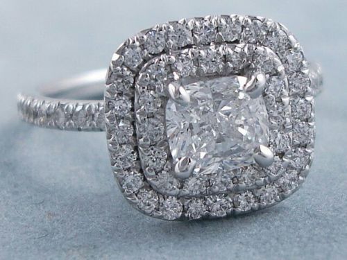 Bague De Fiançailles Halo Or Blanc 14k Diamant Simulé Taille Asscher 3.20ct - Taille 4 à 12
