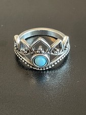 Boho Turquoise Stone Silver Plated Tribal Women Ring