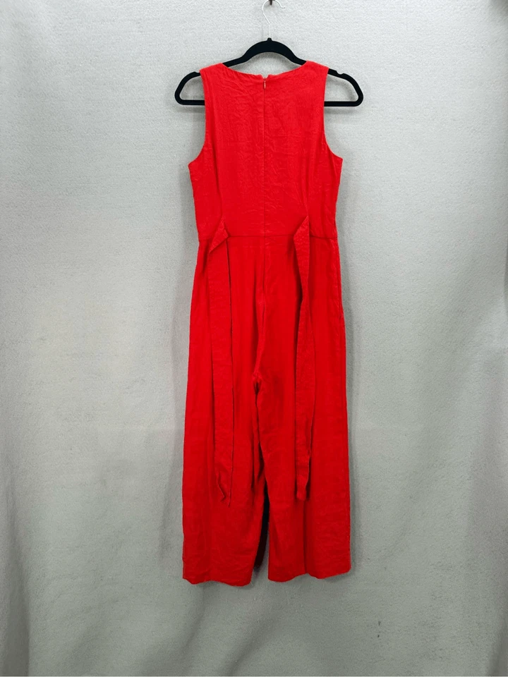 Antonio Melani Womens Red Tie Waist Linen Blend Wide Leg Jumpsuit Size 4 - Image 2 of 4