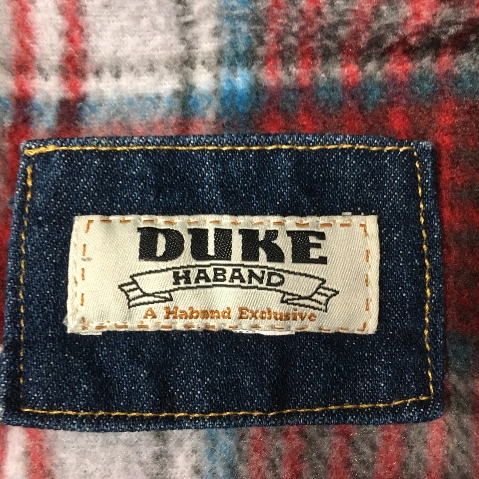 Duke Haband jacket Men 2X soft red plaid flannel lined denim chore coat - Image 3 of 4