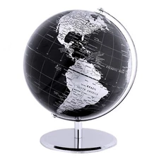 ANNOVA Metallic World Globe Black – Educational/Geographic/Modern Desktop 