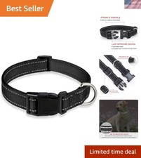 Soft Reflective Nylon Dog Collar - Adjustable Safety for Small Dogs, Black