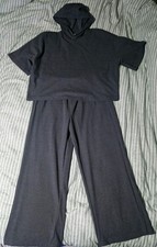 NEXT 'The Set' Relaxed Fit Hoodie Sweater & Wide Leg Joggers 2 Piece Set- Grey L