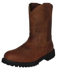 Mens Work Boots Anti Slip Cognac Genuine Leather Soft Toe Solid Trabajo Hombre