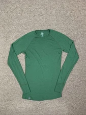 Woolies 220 Merino Wool Striped Baselayer Mens M Long Sleeve Green Outdoor