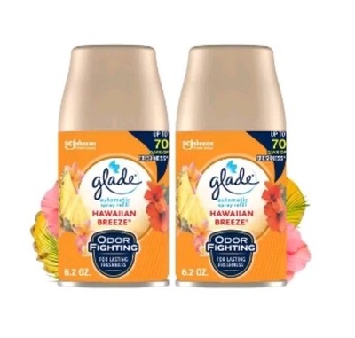 2 Glade Hawaiian Breeze Automatic Spray Refill Air Freshener 