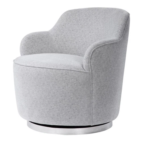 Uttermost Hobart Wood Stainless Steel and Fabric Swivel Chair in Polished Nickel - Picture 2 of 9