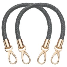 2 Pcs Leather Purse Strap, Braided Purse Replacement, Dark Gray