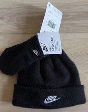 Kids 2 Piece Set Nike Futura Beanie and Gloves Set Black One Size 12-24M NWT