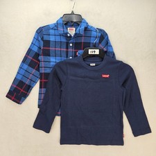 LEVI'S BOYS XS 5/6 WAFFLE LONG SLEEVE FLANNEL SHIRT COMBO NWOT