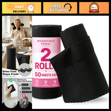 Reusable Paper Towels 2 Roll Set, 100 Sheets Microfiber Cleaning Cloths, Lint-Fr