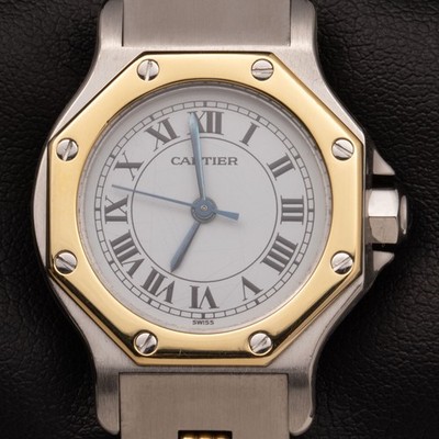 Cartier Watch Santos Octagon 18K Yellow Gold & Steel 24mm 0907 | eBay