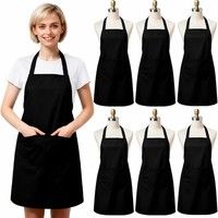 LatzschüRze KochschüRze Unisex Schwarz 6 StüCk Mit 2 Taschen