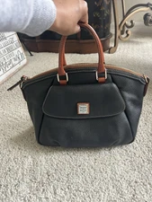 Dooney Bourke Satchel Bag Top Handle Pebbled Leather, with Red Interior