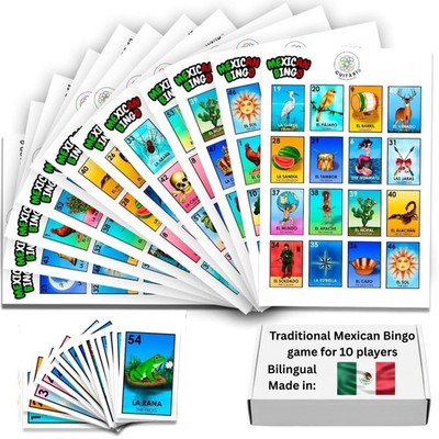 Cuitáxi Mexican Bingo Game for 10 Players Made in Mexico - Mexican Bingo Me