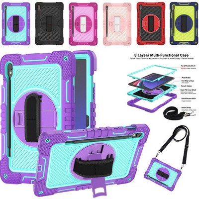For Samsung Tab S9 S8 Plus S10 FE+ A9+ Tablet Shockproof Strap Stand Case Cover