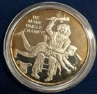 .999 1 Troy Oz. Silver Bullion Uncle Sam Spanking Saddam Hussein Blue Case