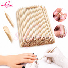 100 Pcs Cuticle Pusher Cuticle Sticks Orange Wooden Nail Cuticle Pusher Cleaners