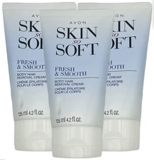 Avon Skin So Soft Fresh & Smooth  Skin Body Hair Removal Cream 4.2 oz Set of 3